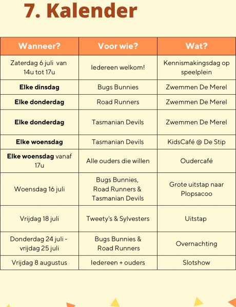 Kalender Speelpleinzomer 2025